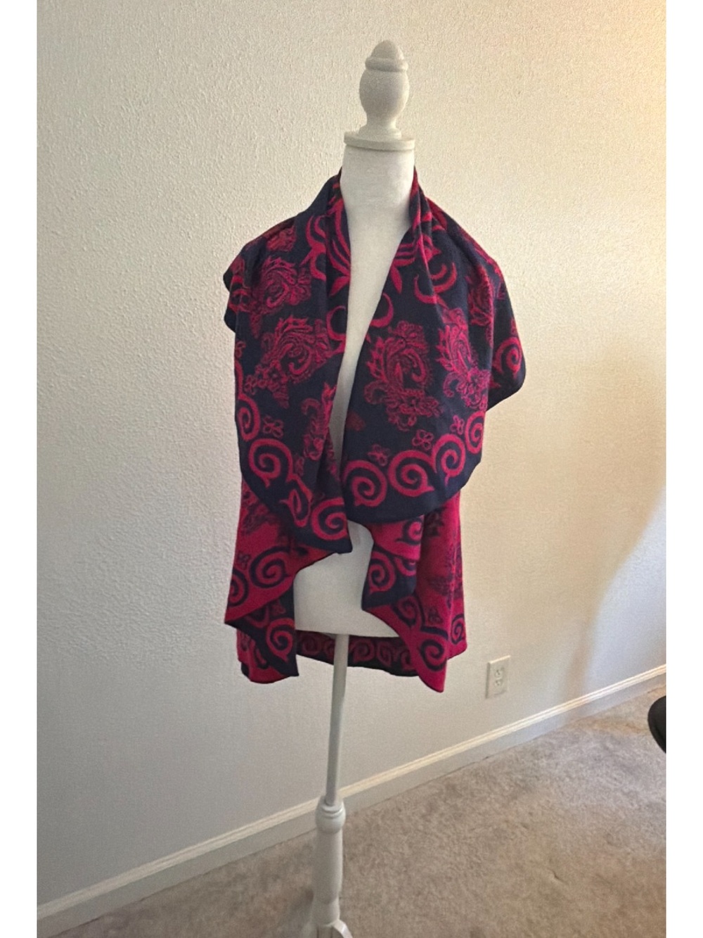 100% Cashmere Pashmina Shawl Wrap – Pink & Navy
